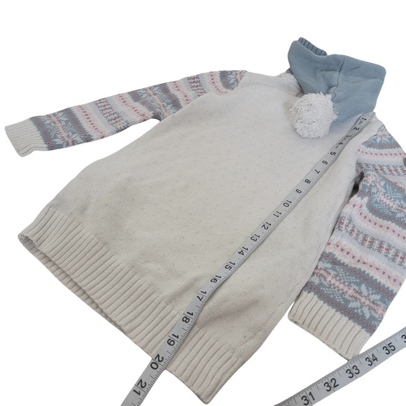 Girls Pink Blue Warm Tunic Pull-Over Hooded Sweater Top Sz 5/6 - Picture 5 of 5